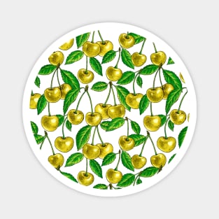 Yellow cherries on white Magnet